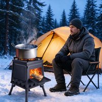 Wielofunkcyjny kuchenka do gotowania na świeżym powietrzu, z torbą do przechowywania i rękawicami, idealna na wędrówki, kemping, grillowanie, do gotowania wody, ogrzewania namiotu, przenośna,