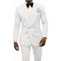 Custom Pour Hommes Made Groomsmen White Pattern Groom Tuxedos Shawl Lapel Suits 2PCS Wedding ( Jacket+Pants )Costume Homme