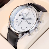 OLEVS 2880 Original Brand Business Men's Watch Leather Strap Waterproof Quartz Watch for Male Chronograph Wristwatch Date Clock