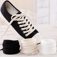 1 Pair Solid Color 100-160cm Cotton Thick Flat Shoelaces Wide Sports Casual Shoe Lace For Sneakers White Black