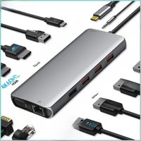 MOKiN 11-in-1 USB C Docking Station 4K 60Hz | Dual HDMI, VGA, USB 3.1, RJ45, PD 100W for MacBook Air/Pro, iPad M1/M2, Laptop