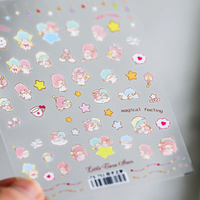 Sanrio Little Twin Stars Hello Kitty Cartoon Nail Stickers Cute Kuromi Cinnamoroll 5D Nail Art Stickers Nail Art Decoration