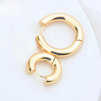(4537)4PCS 20.5x5MM 26.5x5MM 24K Gold Color Stainless Steel Round Earrings Hoop High Quality DIY Jewelry Making Findings