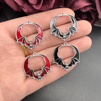 5pcs 28.5x31mm Halloween Bat Enamel Charms, Cute Bat Pendants, Enamel Earring Pendants, Fit Jewelry Making DIY Jewelry Findings