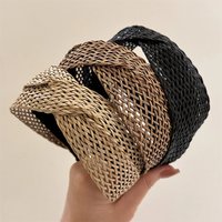 European American Summer Popular Breathable Woven Cross Hair Headband PP Grass Vine Art Lafite Grass Twist Headband Hair Hoop
