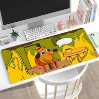 This Is Fine Dog Dachshund Mousepad 900x400mm Large Anti-Slip Mouse Pad Stitched Edges Mat Game Desk Laptop Gaming Keyboard Pad