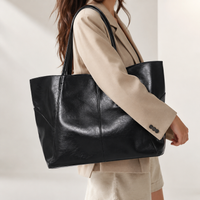 Women Large Capacity Tote Bag PU Leather Shoulder Bag with Mini Pouch Casual Work Travel Handbag