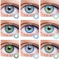 2Pcs Blue Contact Lenses with Diopters Graduated Beautiful Pupil Prescription Correct Myopia Hydrophilic Cosmetics Accessories