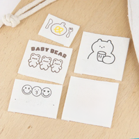 Handmade cotton fabric label, smiling face, cute teddy bear tableware, clothing label, sewing DIY accessories