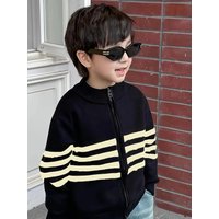 Boys' Cardigan Sweater New Children's Fashion Stylish Zipper Knitwear Toddler Handsome Jacket