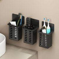 Wall mounted toothbrush holder, diamond free bathroom organizer, multifunctional toothpaste storage rack