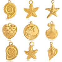 3Pcs Ocean Theme 3D Pendant Stainless Steel Conch Shell /Scallop/Starfish/Hearts Sea Wave Charms DIY for Jewelry Making Supplies