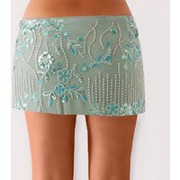 2025 Women Y2K Sequin Short Skirt Beaded Soild Color Flower Low Rise Mini Bodycon Skirt Embroidery Trendy Summer Streetwear