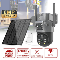 Kamera solarna 4G / WiFi z podwójnymi obiektywami, zewnętrzna, 8MP 4K, energooszczędna, zasilana bateryjnie, kamera IP, PIR, noktowizor, V380 Pro, ochrona bezpieczeństwa CCTV