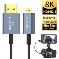 Moshou hdmi 2,1 ultra dünne flexible micro hdmi zu hdmi 8k @ 60hz 4k @ 120hz für gimbal gopro hero 7 kamera stabilisator laptop