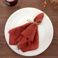 10pcs Handmade 30x30cm Gauze Cotton Napkin Tea Towel Wedding Party Christmas Table Decor Retro Burrs Napkin Reusable
