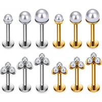 ASTM F136 Titanium 16G Bowl shaped Pearl Earring Helix Tragus Cartilage Stud Earlobe Lip Piercing Jewelry
