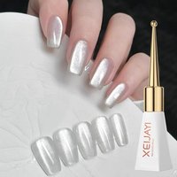 2024 New Mirror Porcelain White Cat Eye Nail Polish Glue Small Light Bulbs Flashing Cat Eye Effect White Wedding Nail Polish Gel