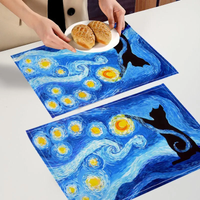 2PC Van Gogh Art Placemat For Kitchen Bar Bowl Pad Non-slip Heat Resistant High Quality Linen Table Mat 7.17WJY