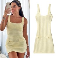 HXAO Yellow Mini Slip Dresses 2025 Women's Spring Summer Elegant Backless Short Dresses Fashion Casual Y2k Party Dress Vestidos