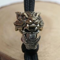 Tiger Skull Head Brass Knife Beads EDC DIY Paracord Woven Bracelets Lanyard Pendant Accessories Men Outdoor Tool Hangings Charms