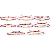 Cubic Zirconia Stones Copper Safety Pin Charm Bracelet Women 2022 Red Heart CZ Crystal Keep Life Health String Chic Jewelry Gift