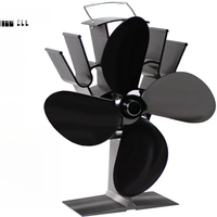 4 Blade Heat Powered Stove Fan Black Fireplace Fan komin Log Wood Burner Eco Friendly Quiet Fan Home Efficient Heat Distribution