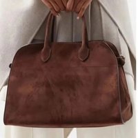 Design Handbag Leather High-Capacity Commuting Bag, Fashionable Cowhide Suede Briefcase Tote Bag Travel Bag Suede