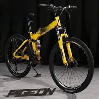 AliExpress Mountain Bike Men's Folding Bike Dual Shock Absorption Bicycle Teenagers Middle School Students Women Road Adults Camping