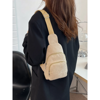 Chest bag corduroy women's chest bag casual lightweight waist bag Korean style versatile pure color extra soft crossbody small bag simple corduroy shoulder crossbody bag
