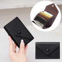RFID Anti-Theft Brush Organ Card Bag, lychee Grain, Soft Skin, Simple Coin Wallet, Multi-Card, Lightweight, Small Card Bag, New