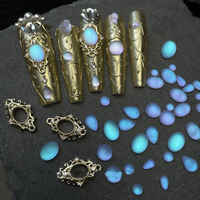 Nail Blue Tears Matte Elliptical Water Round Drop Design Diamond Charms Rhinestones Crystal Beads parts Accessories