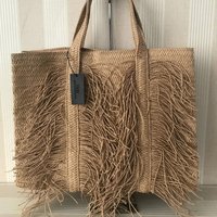 Private Customized Tassel Grass Woven Bag For Women's Large Capacity Handmade Woven Handbag Pastoral Beach Vacation Shoulder Bag