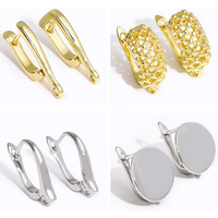 Wholesale 18K Gold Plated Brass Handmade Earwire Fasteners Basic Earring Hooks Clasp,DIY Women Shvenzy Earrings Making Supplies