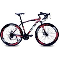 AliExpress NONE 26 Inches Road Vehicle Race Bike High Carbon Steel Adult 21 Speed Bending Handle Double Disc Brake 60mm Bicycle Wheels
