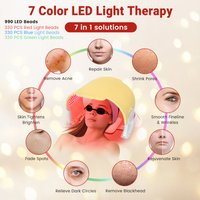 Dawfek Portable 7 Color 990 Chips LED Light Therapy Device PDT Facial Machine for Skin Care Pigmentation Removal Yellow Light