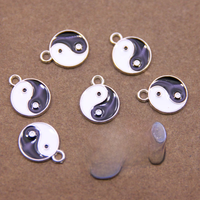 10pcs 12mm White Black Enamel Taji Yin Yang Gossip Charms Pendant For Bracelet Necklace Making Jewelry Accessories