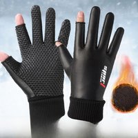 AliExpress HKXY GLOVES Men's Gloves Autumn Cycling Winter Two-Finger Velvet Warm Non-Slip Male Waterproof Sports Touchscreen Hiking Fishing Gloves