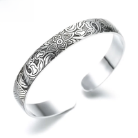 XIYANIKE New Fashion Silver Color Cuff Bracelet Charm Women Vintage Lotus Flower Religious Party Jewelry Adjustable
