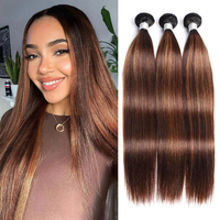 FB30 Highlight Straight Bundles 100% Human Hair Bundles Brown Brazilian Hair Weave Bundle 30 32 inch 1 3 4 Remy Hair Bundles