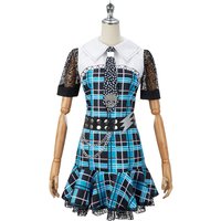 Frankie Stein Cosplay Costume Blue Dress with Collar Waist for Halloween Party