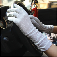 AliExpress CHIRARROSE 2025 New Fashion Gloves Women Mid-long Summer Cotton Black Print Cycling Thin Touch Screen Bike Car Driving Gloves for Women