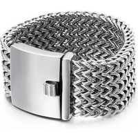 AliExpress Qiaonitu 18/30mm Heavy Punk Men 316L Stainless Steel Biker Bike Link Chain Bracelets Rock Polished Mesh Bracelet Bangle Wrist Jewelry
