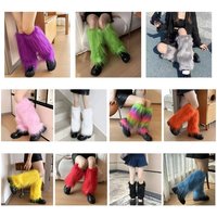 Harajuku Punk Fuzzy Leg Warmers for Women Soft Thickened Plush Boot Cuffs Covers for Winter Fashion and Costume Dropshipping
