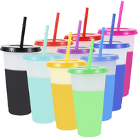 10Pcs Color Changing Cups Plastic Straw/Cup Large Capacity Cold Drinking Cup Fashion Water Bottle Party Travel Beverage Mug