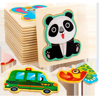 Baby Wooden Toys Intelligence 3D Puzzle Cartoon Animal Jigsaw Puzzle Kids Early Learning Educational Toys for children