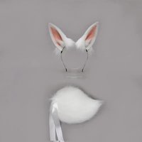 Furry Bunny Ears Realistic Headband Plush Animal Tail Cosplay Props Carnival Party Fancy Dress Halloween Costume Accessories