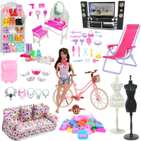 AliExpress BJDBUS Mixed Doll Accessories Shoe Rack Pink Bed Bike Bag Sofa Dresser Display Doll Holder Dollhouse Furniture for 30cm Girl Doll Toy