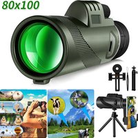 80X100 Super High Power Portable Monocular Telescope Binoculars Hunting Camping