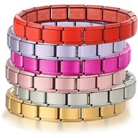 GEMOSA Fashion Colorful Width 9mm Elastic Italian Charm Link Chain Stainless Steel Bracelet Bangle on Hand Jewelry DIY Making